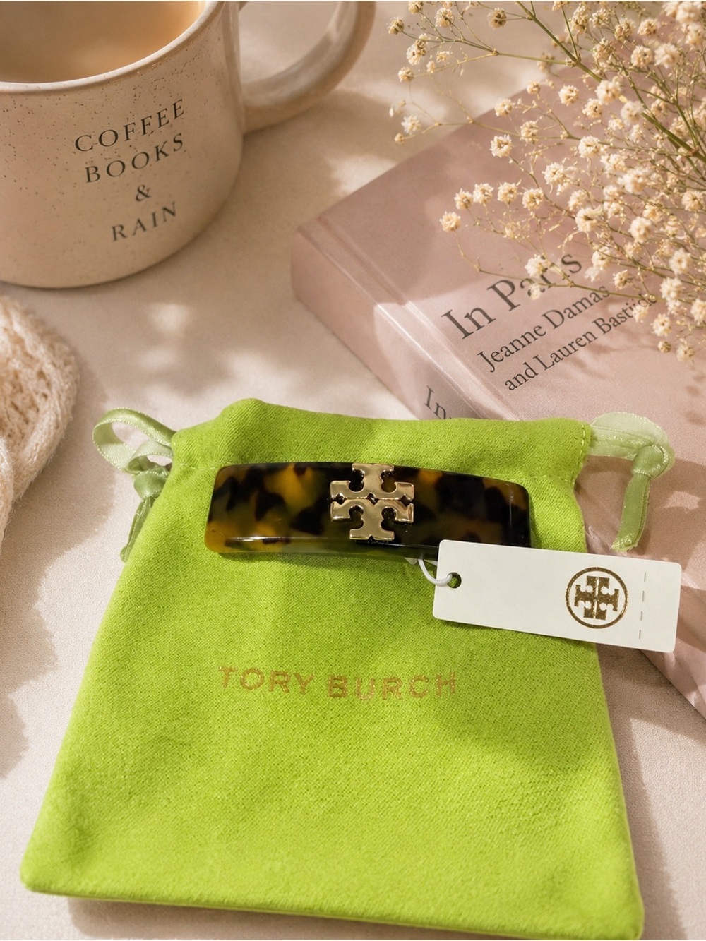 Tory Burch Tortoise Logo Hair Barrette - Brown Tortoiseshell new with tags gift